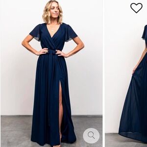 Baltic Born Kristina Maxi Wrap Dress in Navy. size small